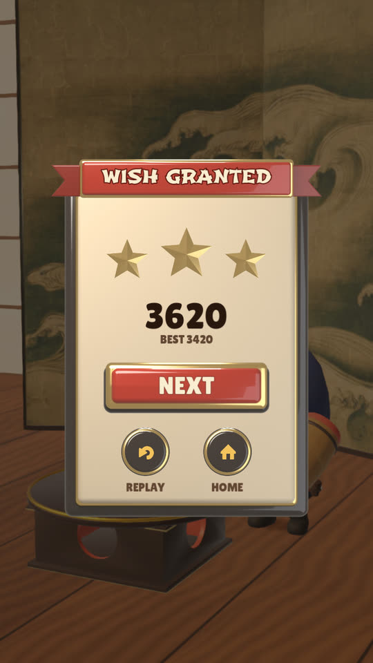 The win card: Wish Granted, three stars and a score